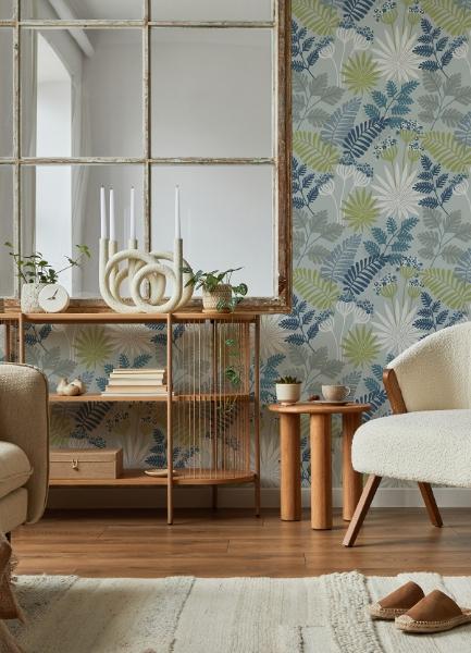 A Street Prints Praslin Sky Blue Botanical Wallpaper