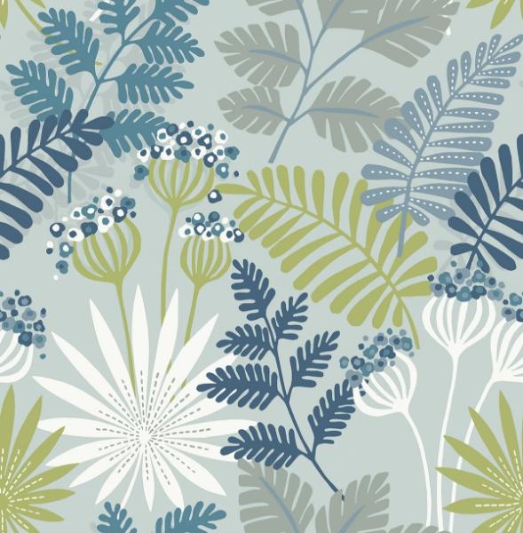 a street prints Praslin Sky Blue Botanical Wallpaper
