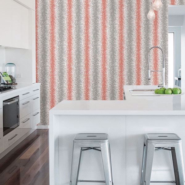 A Street Prints Quake Coral Abstract Stripe Wallpaper