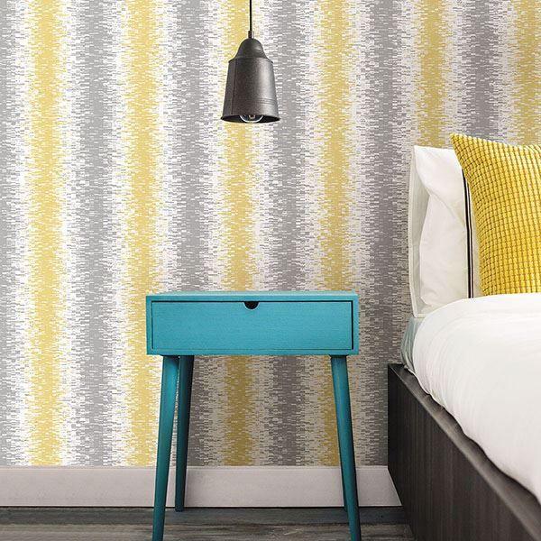 A Street Prints Quake Yellow Abstract Stripe Wallpaper