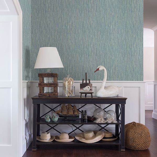 A Street Prints Raffia Thames Aqua Faux Grasscloth Wallpaper