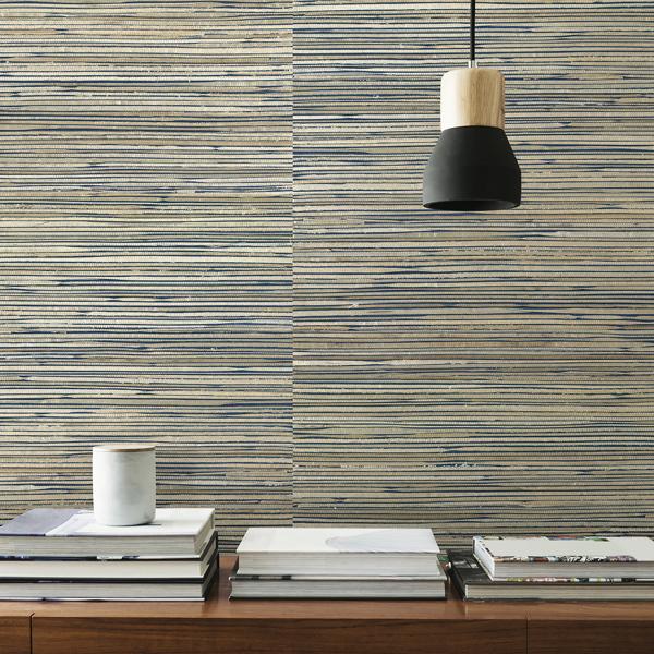 A Street Prints Ranong Champagne Grasscloth Wallpaper