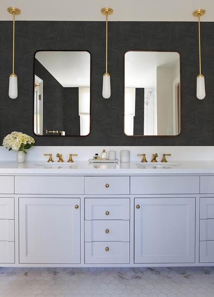 A Street Prints Reid Black Woven Geometric Wallpaper