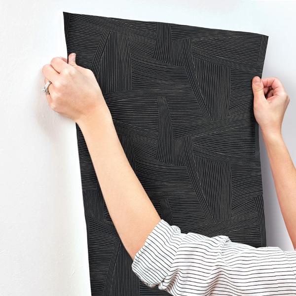 A Street Prints Reid Black Woven Geometric Wallpaper