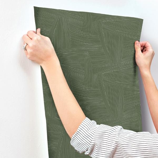 A Street Prints Reid Evergreen Woven Geometric Wallpaper