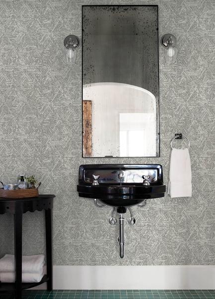 A Street Prints Retreat Charcoal Quilted Geometric Wallpaper