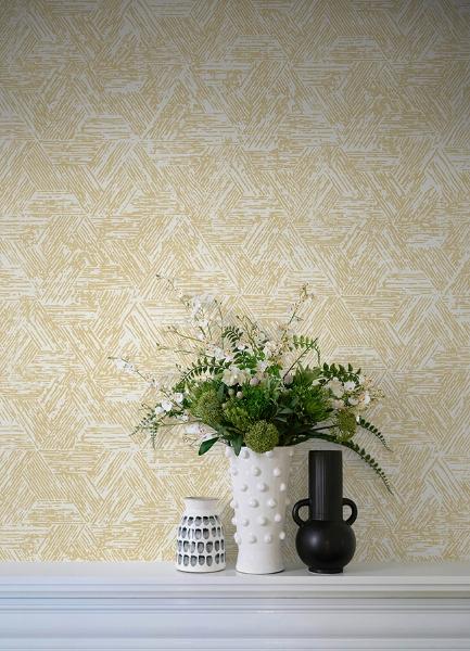 A Street Prints Retreat Yellow Quilted Geometric Wallpaper