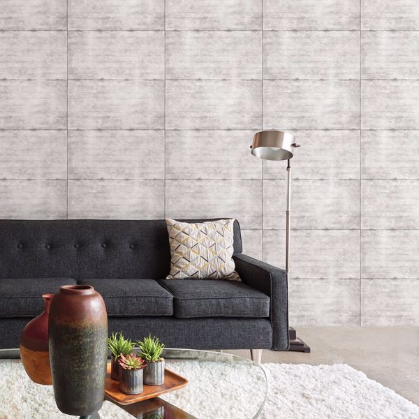 A Street Prints Reuther Grey Smooth Concrete Wallpaper