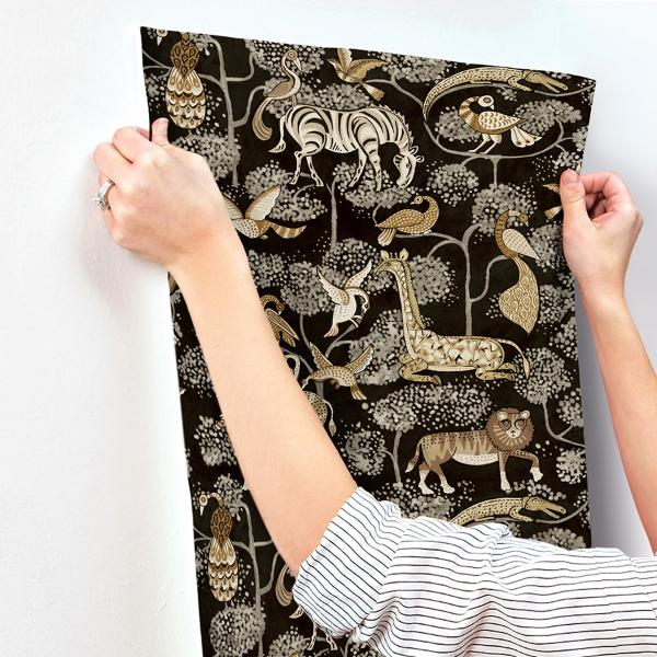 A Street Prints Rigby Black Jungle Animals Wallpaper