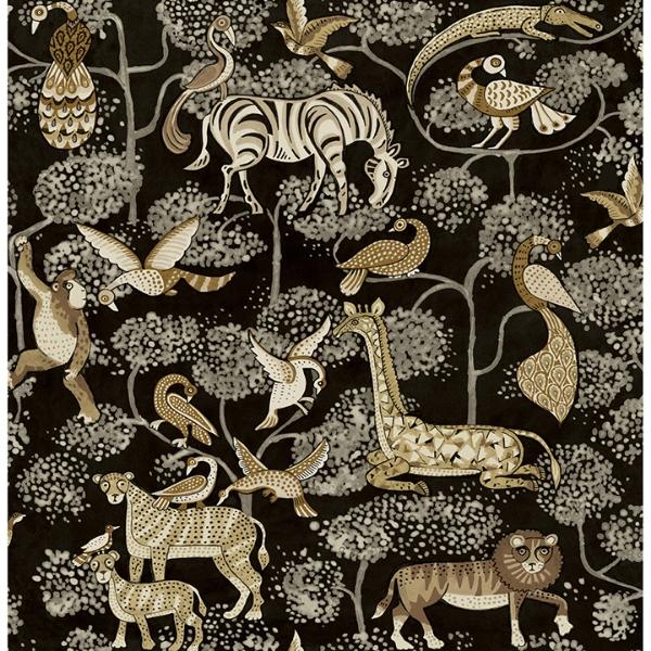 a street prints Rigby Black Jungle Animals Wallpaper