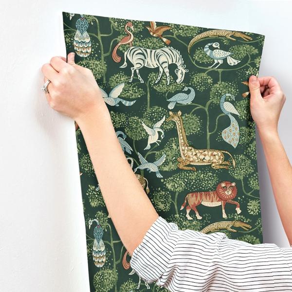 A Street Prints Rigby Green Jungle Animals Wallpaper