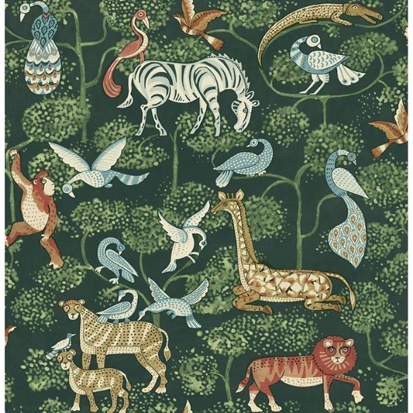 a street prints Rigby Green Jungle Animals Wallpaper