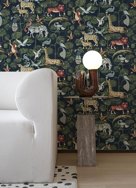 A Street Prints Rigby Navy Jungle Animals Wallpaper