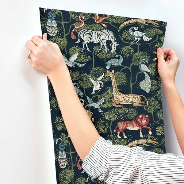 A Street Prints Rigby Navy Jungle Animals Wallpaper