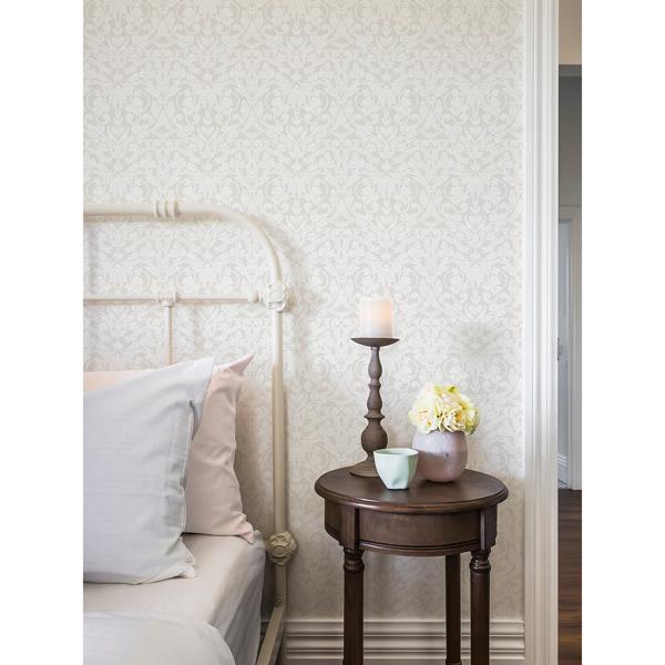 A Street Prints Rosali Cream Scroll Damask Wallpaper