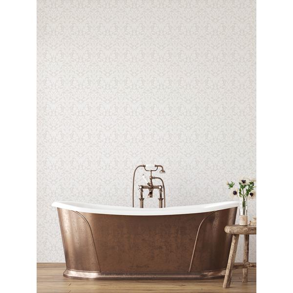 A Street Prints Rosali Cream Scroll Damask Wallpaper
