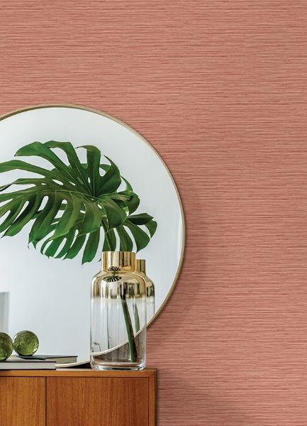 A Street Prints Rushmore Coral Faux Grasscloth Wallpaper