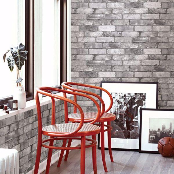 A Street Prints Rustin Grey Reclaimed Bricks Wallpaper