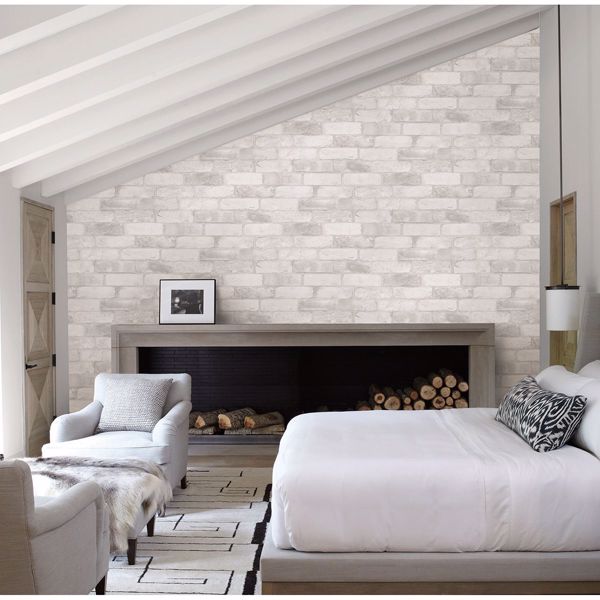 A Street Prints Rustin White Reclaimed Bricks Wallpaper