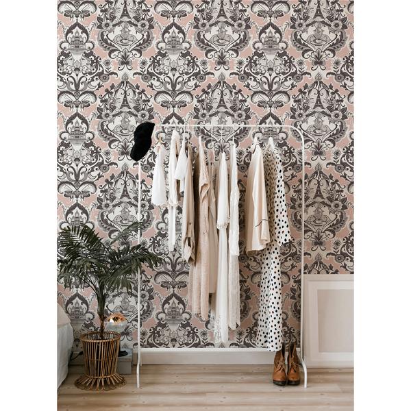 A Street Prints Sadie Blush Parisian Damask Wallpaper