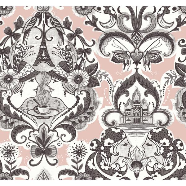 a street prints Sadie Blush Parisian Damask Wallpaper