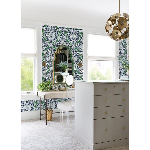A Street Prints Sadie Green Parisian Damask Wallpaper