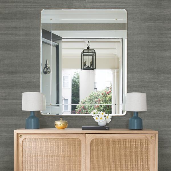 A Street Prints Sakiya Slate Sisal Grasscloth Wallpaper