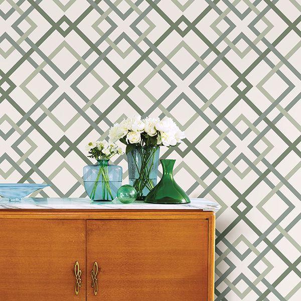 A Street Prints Saltire Emile Green Lattice Wallpaper