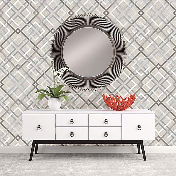 A Street Prints Saltire Emile Taupe Lattice Wallpaper