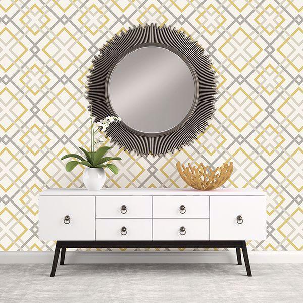 A Street Prints Saltire Emile Yellow Lattice Wallpaper