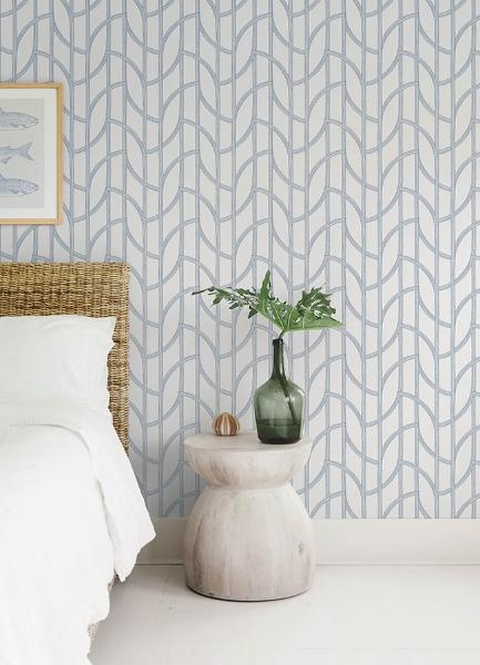 A Street Prints Salvo Navy Curved Contours Wallpaper