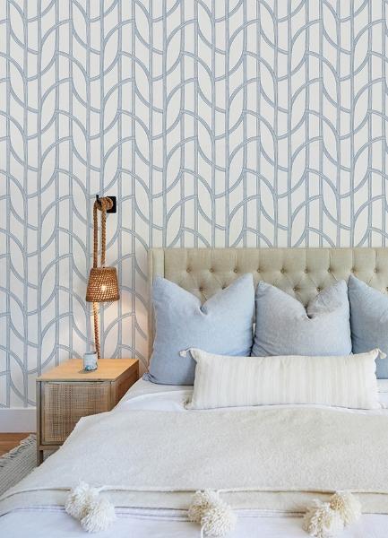 A Street Prints Salvo Navy Curved Contours Wallpaper