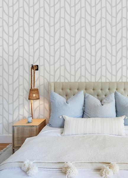 A Street Prints Salvo Silver Curved Contours Wallpaper