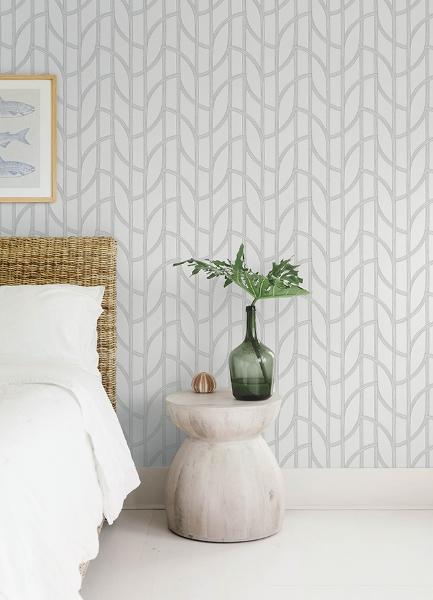 A Street Prints Salvo Silver Curved Contours Wallpaper