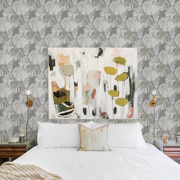 A Street Prints Samara Stone Monstera Leaf Wallpaper