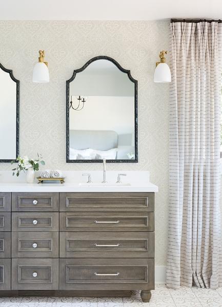 A Street Prints Scout Light Grey Floral Ogee Wallpaper