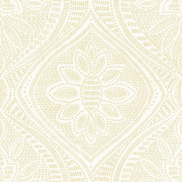 a street prints Scout Light Yellow Floral Ogee Wallpaper