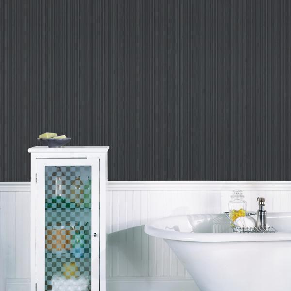 A Street Prints Sebasco Black Vertical Pinstripe Wallpaper