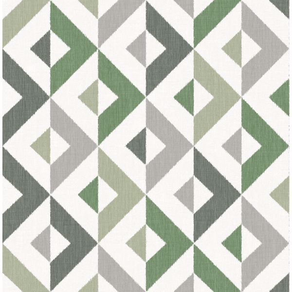 a street prints Seesaw Green Geometric Faux Linen Wallpaper