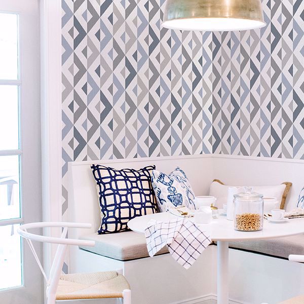 A Street Prints Seesaw Slate Geometric Faux Linen Wallpaper
