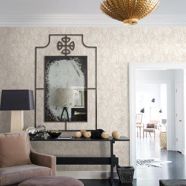 A Street Prints Selwyn Metallic Copper Floral Wallpaper