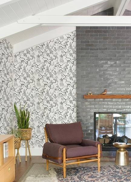 A Street Prints Serena Charcoal Chinoiserie Wallpaper