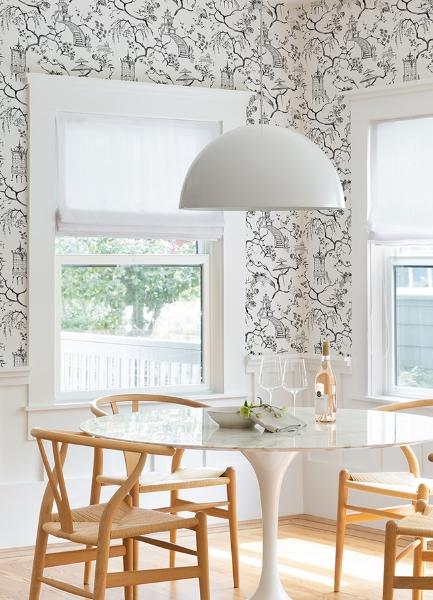 A Street Prints Serena Charcoal Chinoiserie Wallpaper