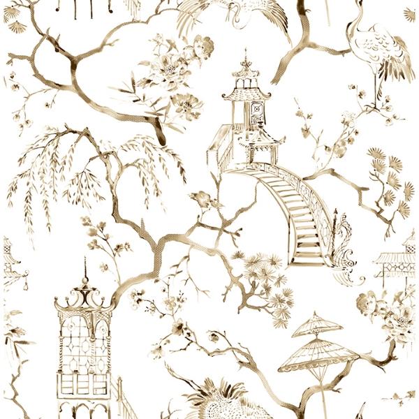 a street prints Serena Coffee Chinoiserie Wallpaper