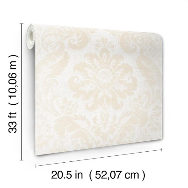 A Street Prints Shadow Cream Flocked Damask Wallpaper