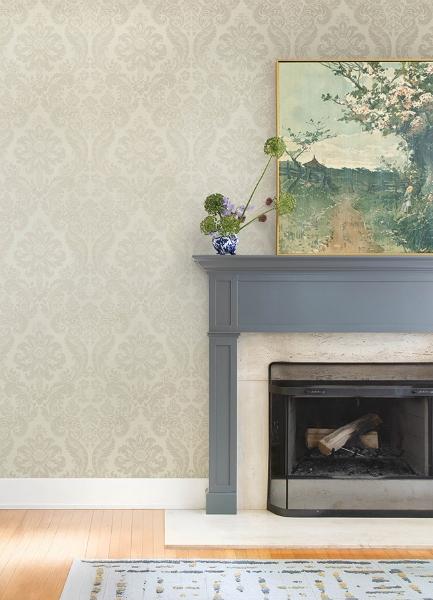 A Street Prints Shadow Cream Flocked Damask Wallpaper