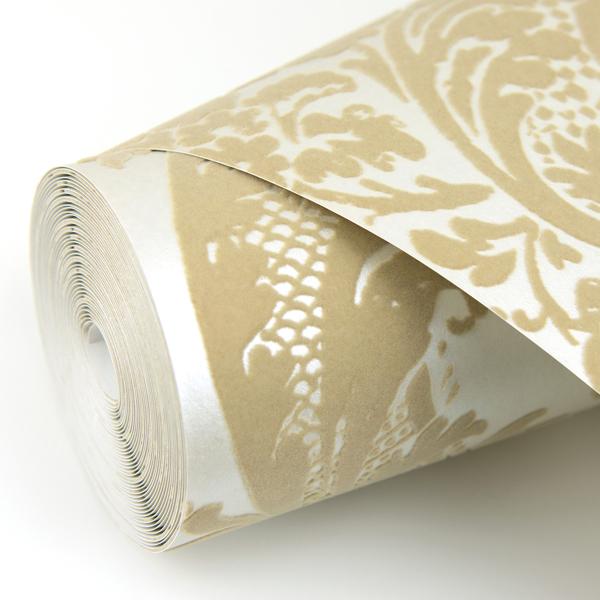 A Street Prints Shadow Khaki Flocked Damask Wallpaper