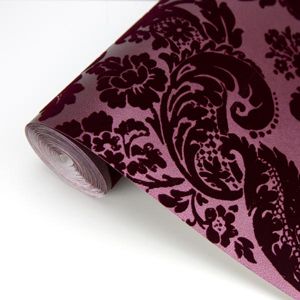 A Street Prints Shadow Merlot Flocked Damask Wallpaper