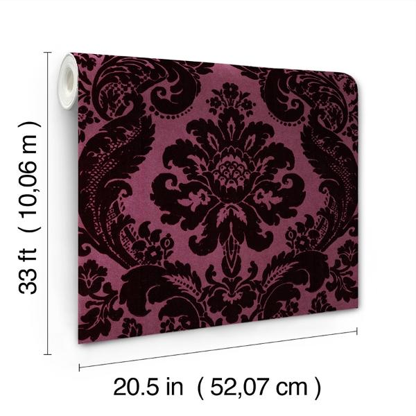 A Street Prints Shadow Merlot Flocked Damask Wallpaper