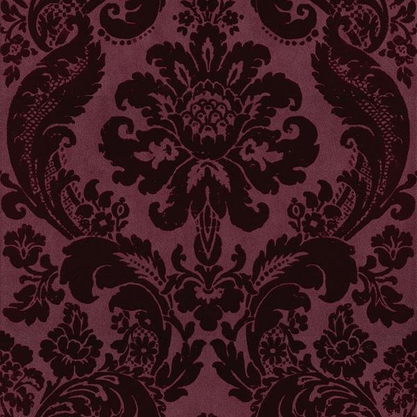 a street prints Shadow Merlot Flocked Damask Wallpaper